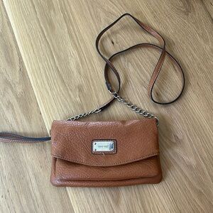 Nine West Cognac vegan leather crossbody bag